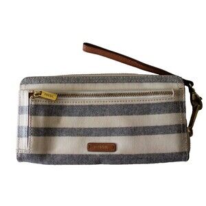 Fossil Emma Striped Zip Clutch Multi-Pocket Organizer